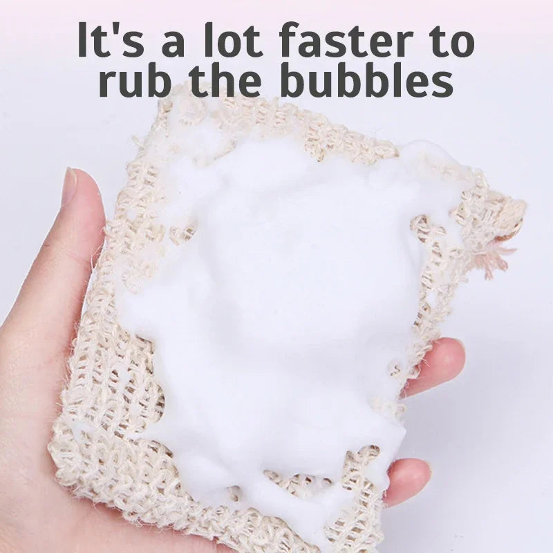 3/5Pcs Sisal Soap Saver Bag Exfoliating Mesh Pouch Eco Friendly Natural Zero Waste Foaming And Scrubbing Sisal Bag FOR Bathroom