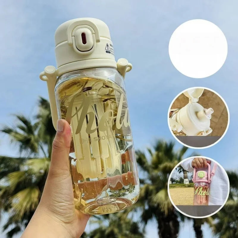 SHOTAY 850/1000ml Tritan Water Bottle BPA-Free Straw Cup with Pop-up Lid＆Tea Strainer Portable Summer Drink Cups Travel Mug