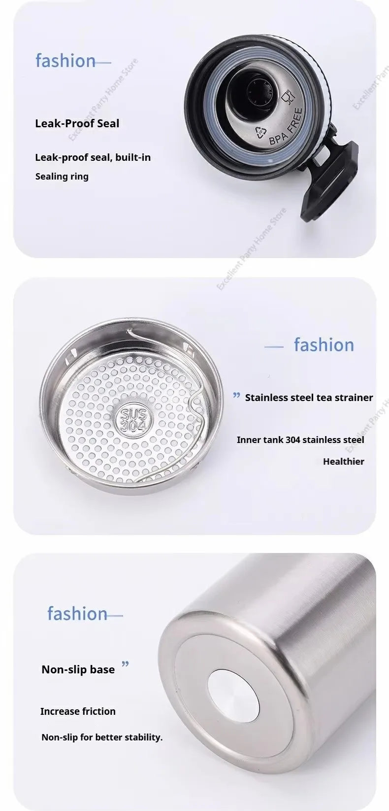 Insulated Stainless Steel Thermal Bottle 600-1000ML Vacuum Flask for Sports and Car Travel, Keeps Beverages Hot & Cold