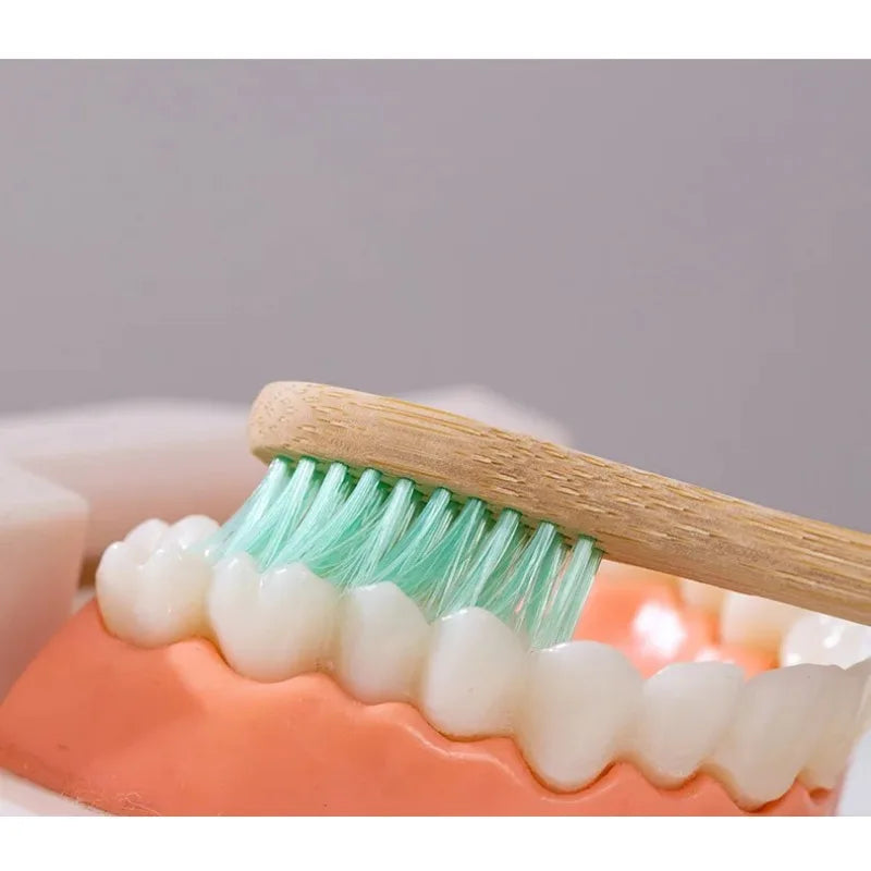 10PCS Mixed Color Bamboo Toothbrush Eco Friendly Wooden Tooth Brush Soft Bristle Tip Charcoal Adults Oral Care Toothbrush