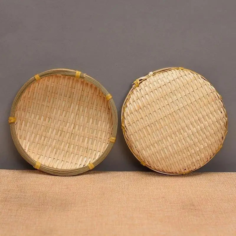 Hand‑Woven Natural Bamboo Tray Sturdy Eco‑Friendly for Food Serving Storage and Home Decoration