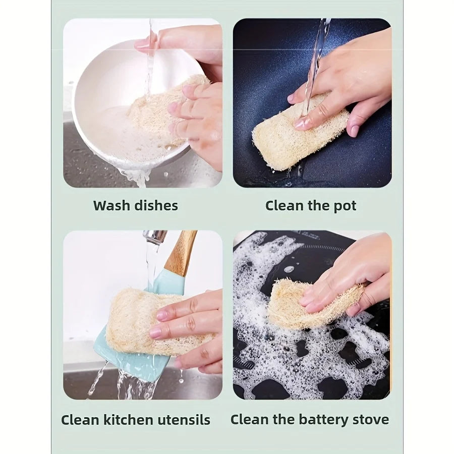 5-Pack Natural Fiber Dish Brushes, Non-Scratch Ergonomic Cleaning Tools for Kitchen & Bathroom, Bamboo Fiber Cleaning Pads