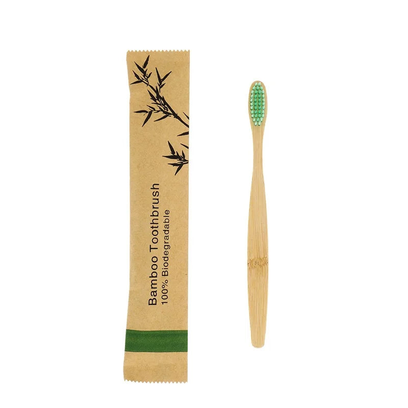 10Pcs Bamboo Toothbrush Eco Friendly Wooden Tooth Brush Soft Bristle Tip Charcoal Adults Oral Care Toothbrushes Hotel Travel
