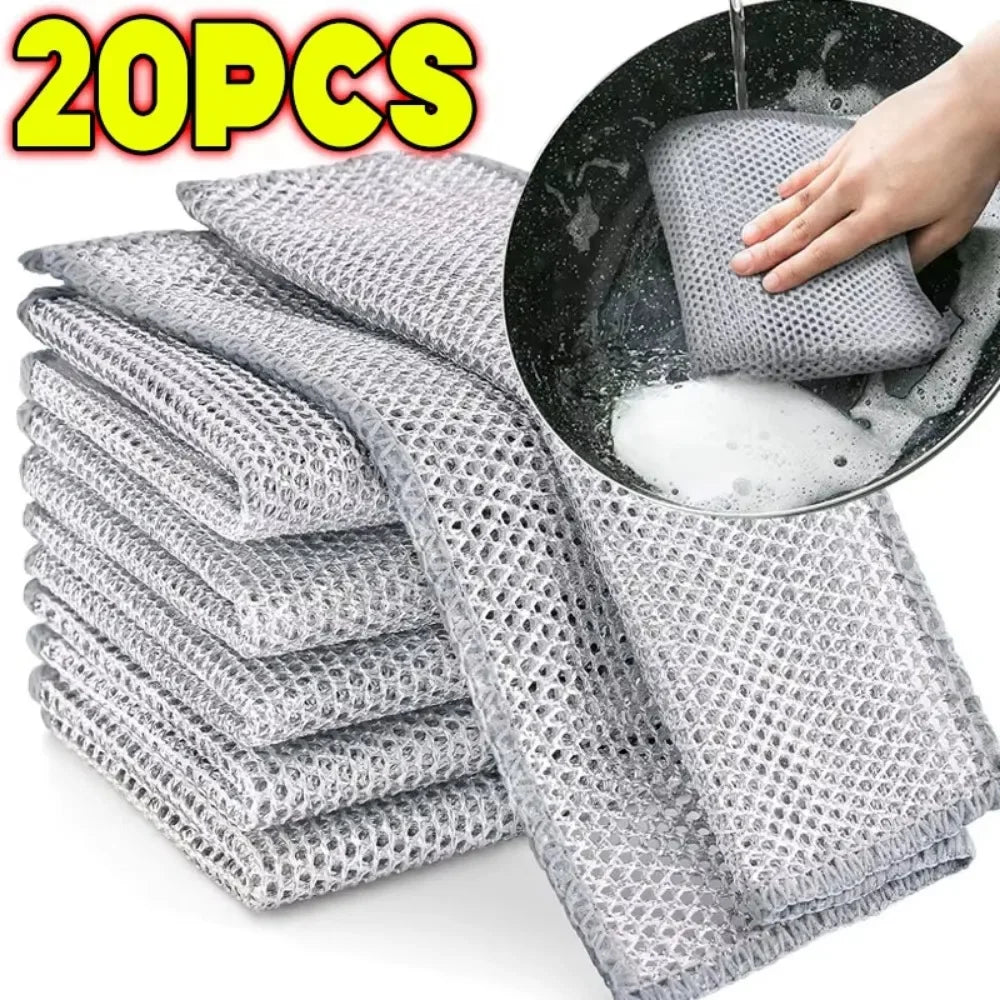 30PCS Magic Cleaning Cloth Thickened Double -sided Metal Steel Wire Rags Kitchen Dish Pot Washdishing Cloths Towel Clean Tools