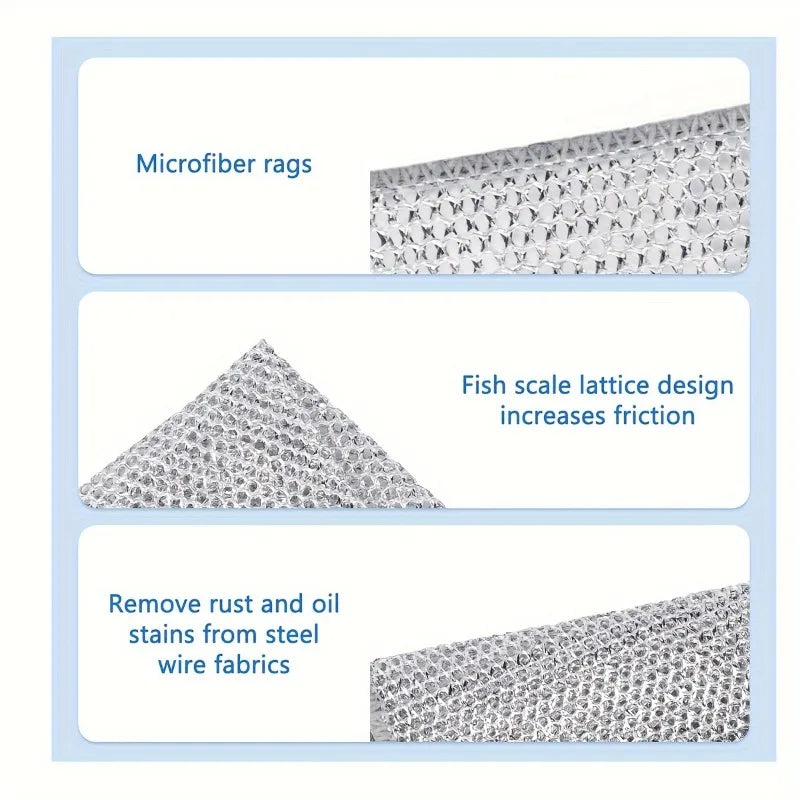 30PCS Magic Cleaning Cloth Thickened Double -sided Metal Steel Wire Rags Kitchen Dish Pot Washdishing Cloths Towel Clean Tools