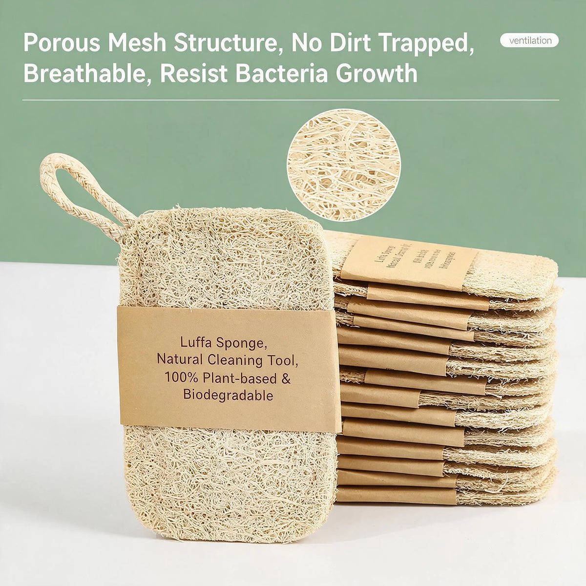 7pcs Natural Loofah Dish and Pot Scrubber Durable Grease Resistant Quick Drying Non Scratch Safe for Nonstick Cookware Kitchen Washing Dishes Pots Stove Countertop Household Cleaning Sponge for Home Cooks Eco Friendly Biodegr