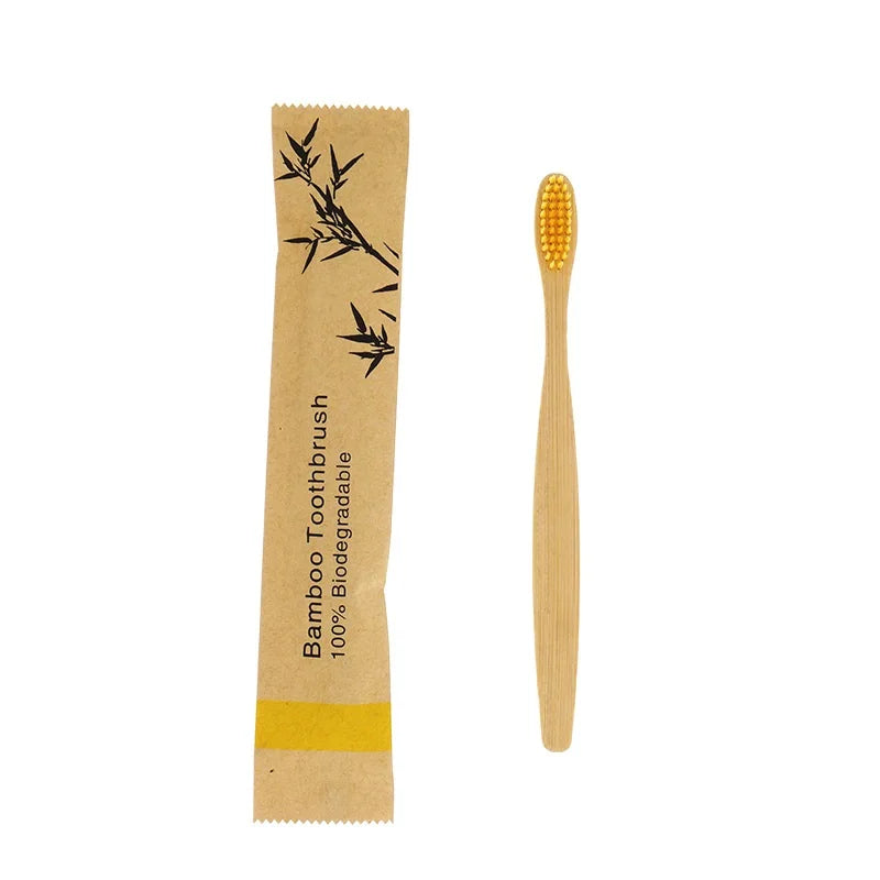 10Pcs Bamboo Toothbrush Eco Friendly Wooden Tooth Brush Soft Bristle Tip Charcoal Adults Oral Care Toothbrushes Hotel Travel