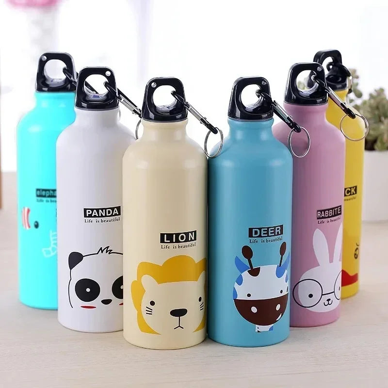 500ML Cartoon Aluminum Water Bottle Cute Animal Print  Stainless Steel Water Bottle with Lid Insulated Mug Coffee Mug