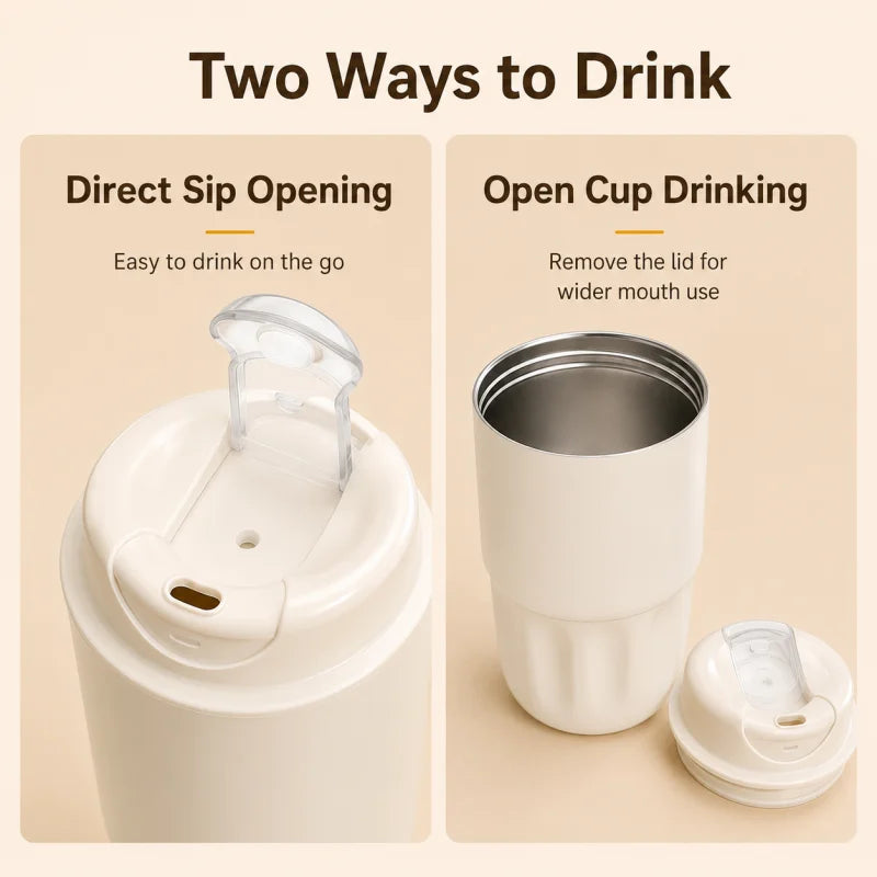 260ML 450ML  Thermal Coffee Mug Leakproof Portable Travel Tumbler with Lid Stainless Steel Cup for Car Work Hot Cold Drink