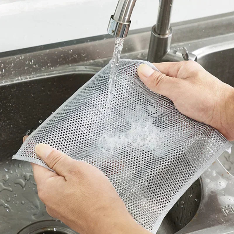 Dishcloth for Kitchen Magic Towel Kitchen Cloths Thickened Microfiber Wash Cloth Wire Dishwashing Rag Scouring Pad Cleaning Tool