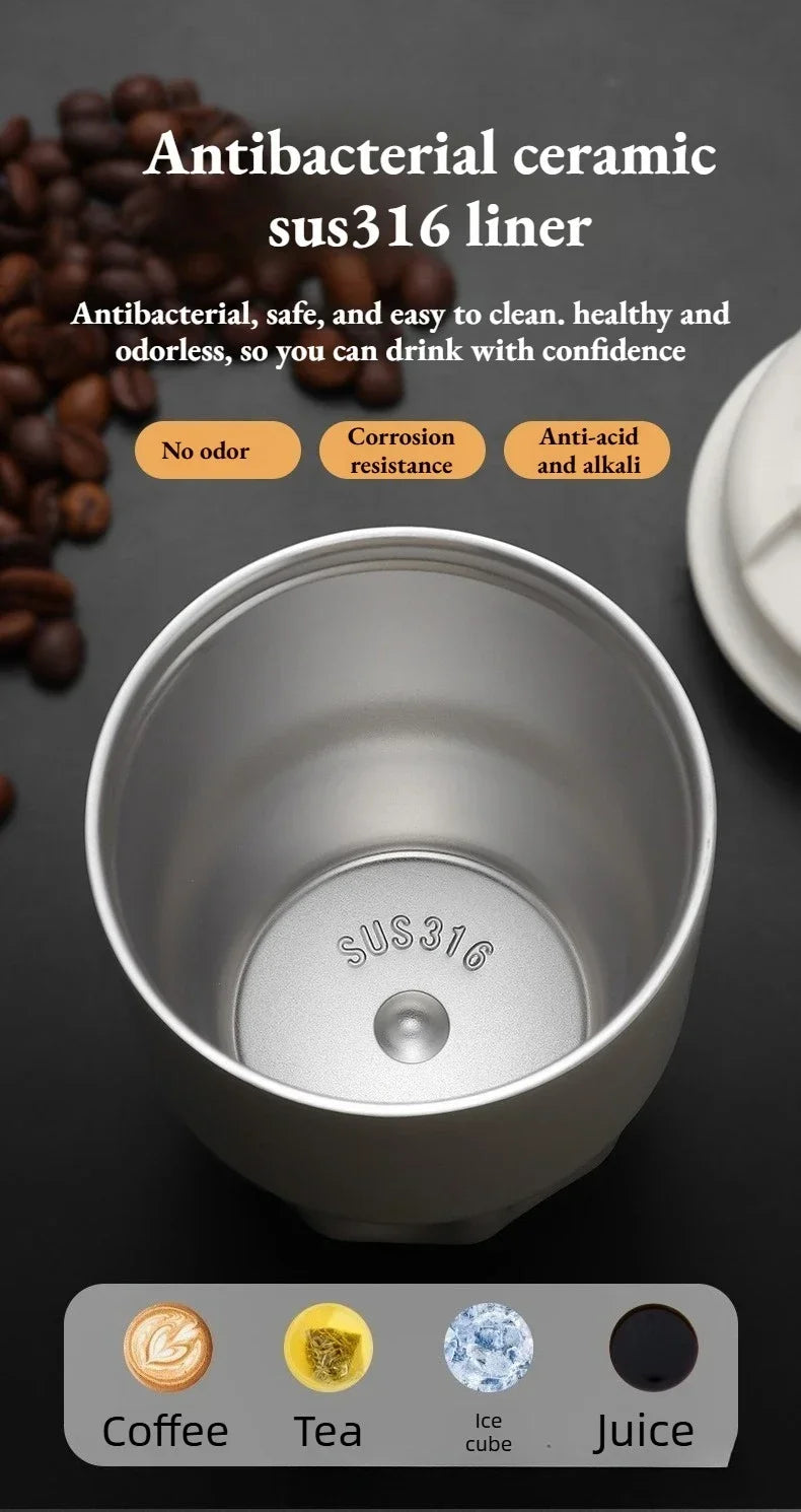 260ML 450ML  Thermal Coffee Mug Leakproof Portable Travel Tumbler with Lid Stainless Steel Cup for Car Work Hot Cold Drink