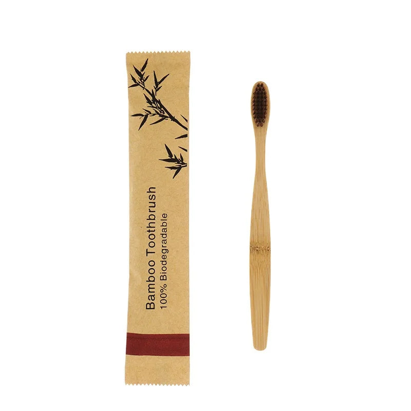 10Pcs Bamboo Toothbrush Eco Friendly Wooden Tooth Brush Soft Bristle Tip Charcoal Adults Oral Care Toothbrushes Hotel Travel