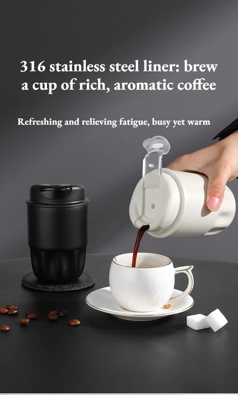260ML 450ML  Thermal Coffee Mug Leakproof Portable Travel Tumbler with Lid Stainless Steel Cup for Car Work Hot Cold Drink