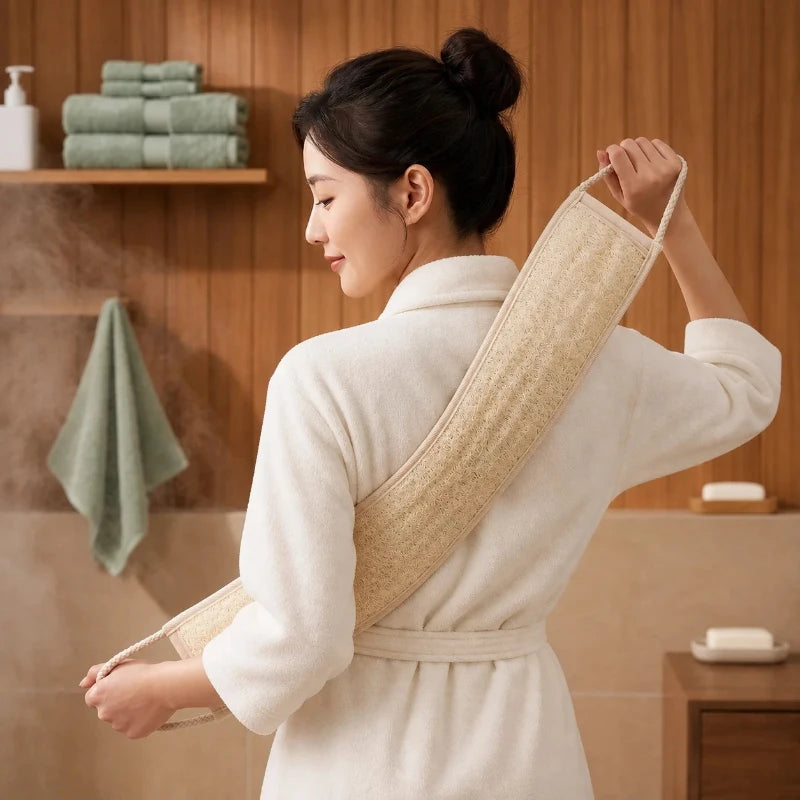 Natural Loofah Back Scrubber Dual Sided Exfoliating Bath Sponge for Deep Cleansing Shower Men Women