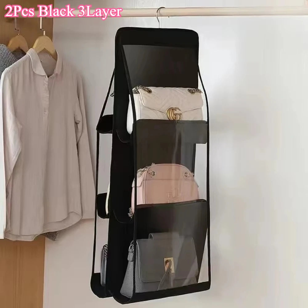 1/2Pcs Hanging Type Storage Bags for bag Organizer 3/4Layer Eco-Friendly Dust-proof Transparent bag organizer Storage Container