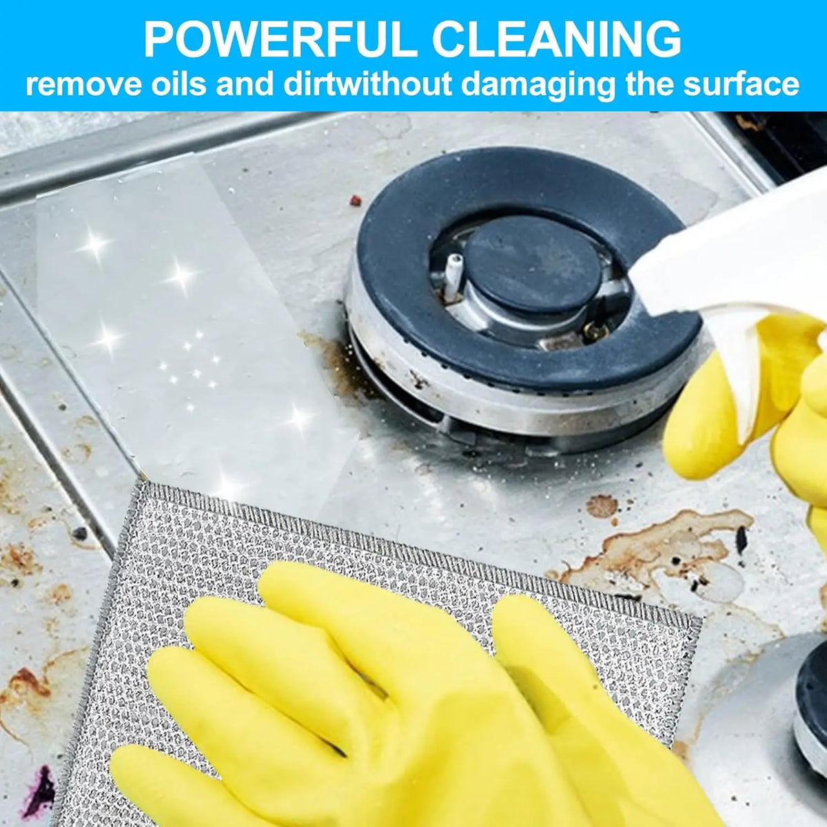 1/100pcs Magic Dishcloth Silver Wire Cleaning Kitchen Cloth Thickened Microfiber Wash Towel Built-in Sponge Steel Wire Ball Rag