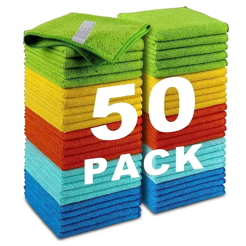 1-50pcs Microfiber Cleaning Cloth Dishwashing Cloth Household Rag Kitchen Bathroom Cleaning Towel Durable Absorbent Towel