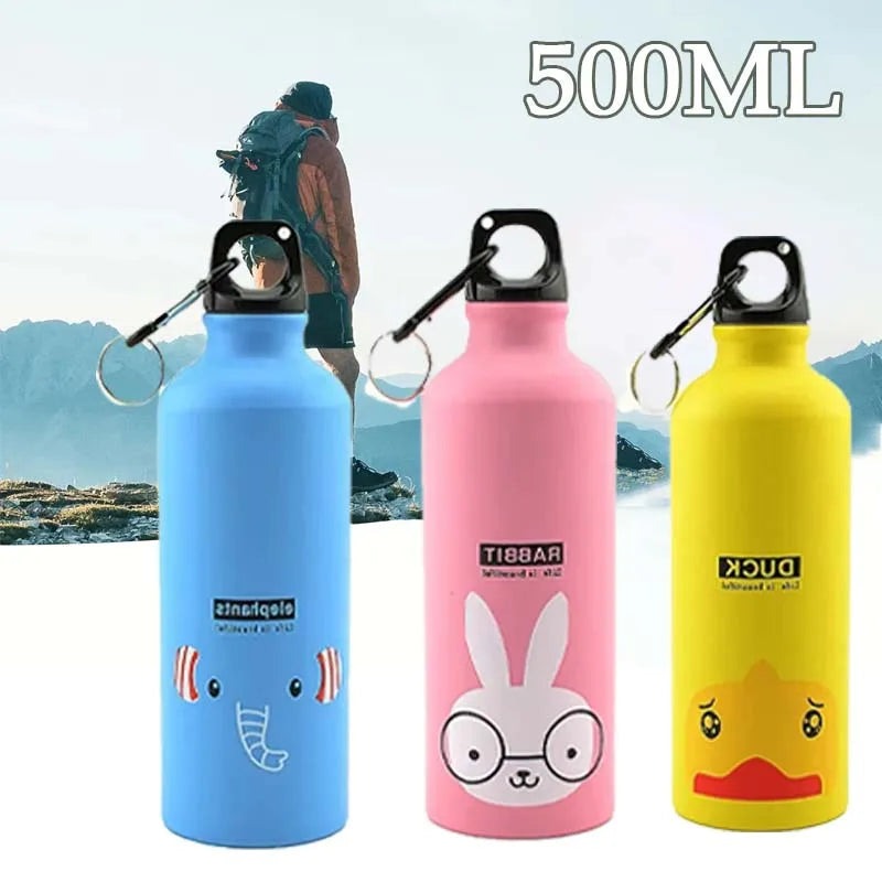 500ML Cartoon Aluminum Water Bottle Cute Animal Print  Stainless Steel Water Bottle with Lid Insulated Mug Coffee Mug