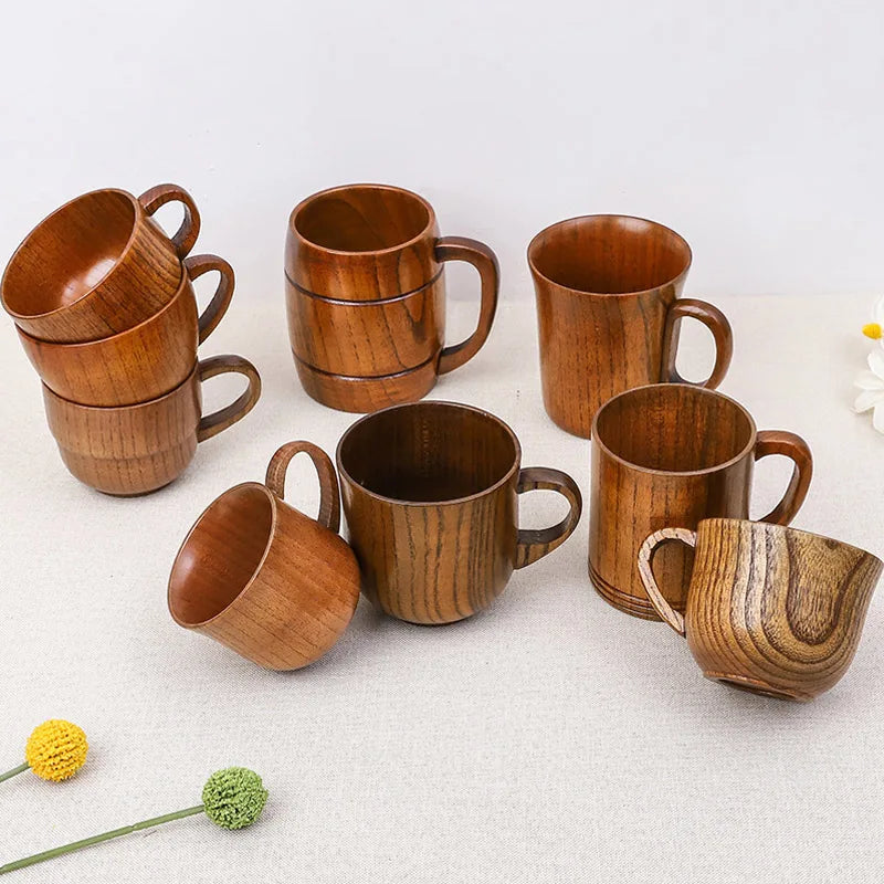 Wooden Cups Handmade Jujube Wood Handle Cups Handle Beer Coffee Milk Tea Mug Handmade Natural Kitchen Bar Drinkware Cup