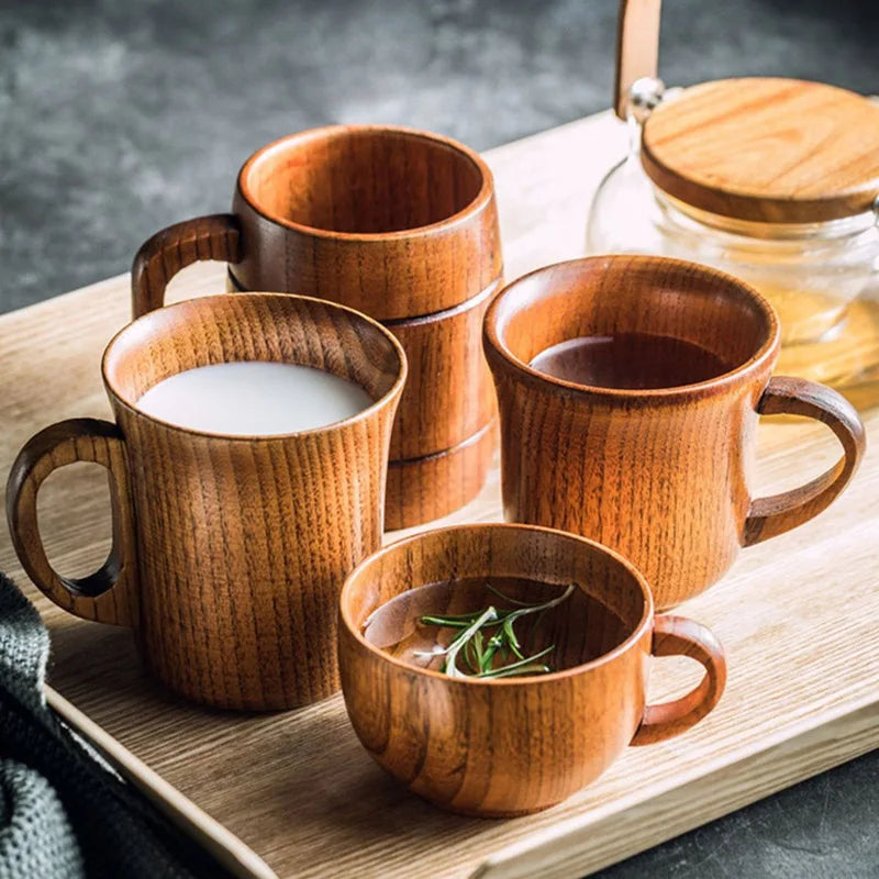 Wooden Cups Handmade Jujube Wood Handle Cups Handle Beer Coffee Milk Tea Mug Handmade Natural Kitchen Bar Drinkware Cup