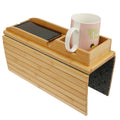 3 in 1 Couch Cup Holder Natural Bamboo Sofa Armrest Tray Foldable Beverage Cups Remote Control Phone Holder Multifunctional