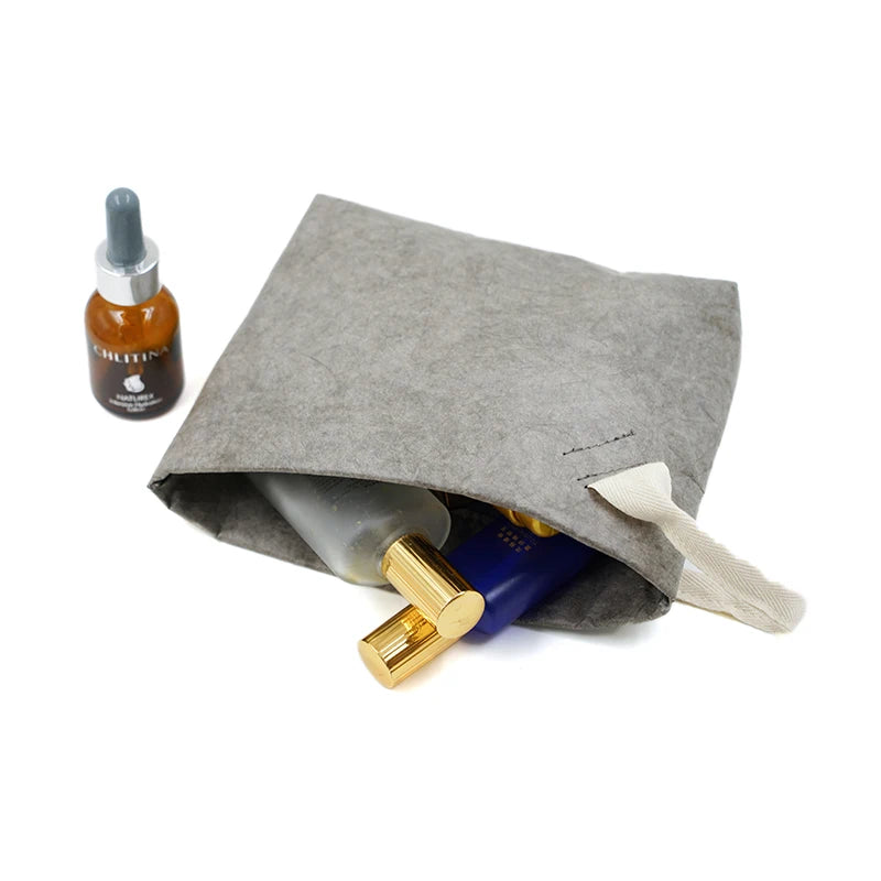 Eco-Conscious & Fashion Cosmetic Bag Lightweight Durable Retro Paper Makeup Bag A Good Travel Companion