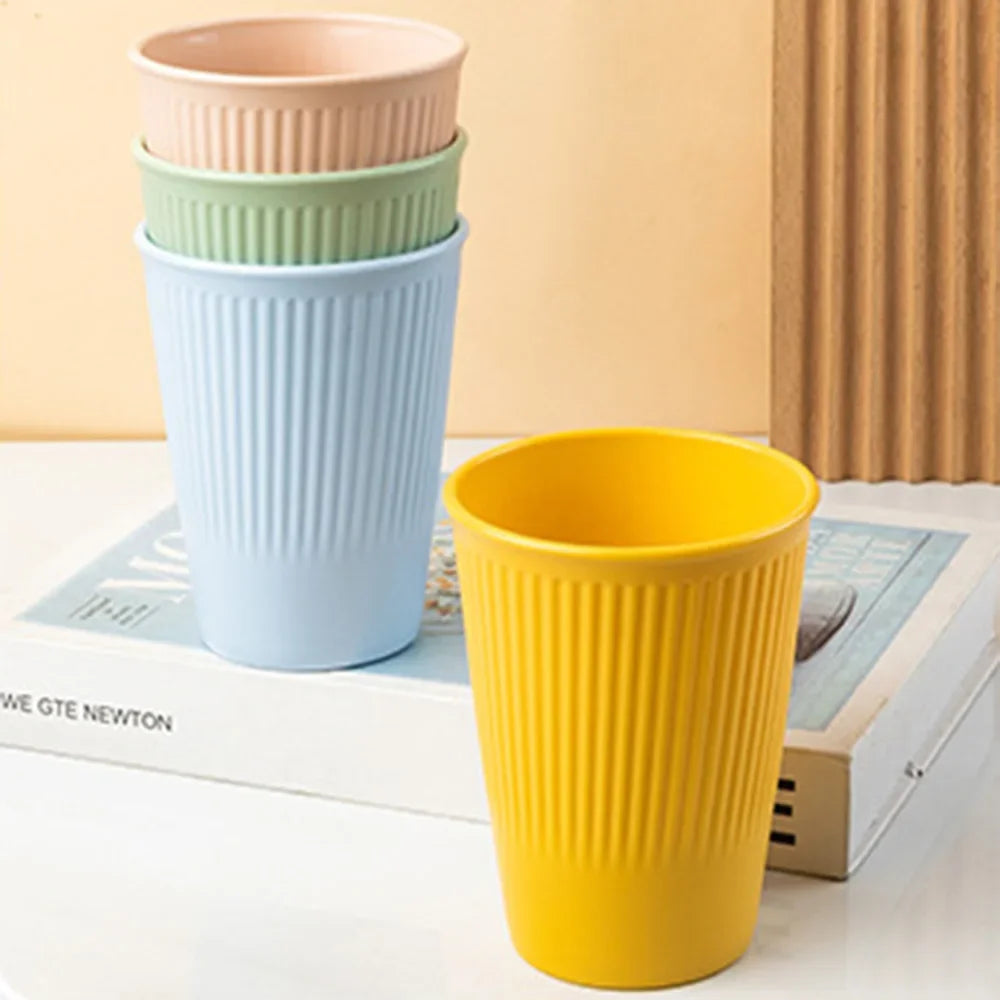 6Pcs Green Washable Wheat Straw Cups Durable Reusable Cups for Water Milk Tea Coffee - Eco-Friendly BPA-Free Dishwasher Safe
