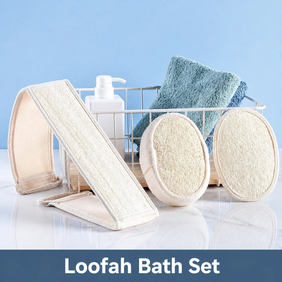 Natural Loofah Back Scrubber Dual Sided Exfoliating Bath Sponge for Deep Cleansing Shower Men Women