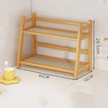 Dual Layer Bamboo Kitchen Storage Shelf Desktop Spice Cup Seasoning Coffee Bar Organizer Rack