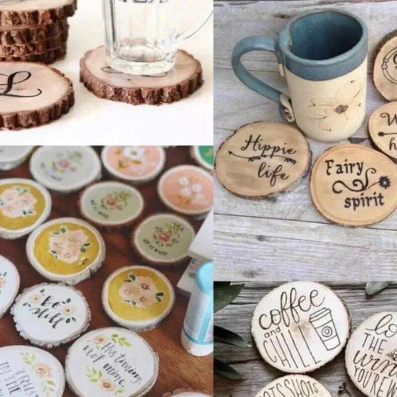 3-16CM/1-10pcsThick Natural Pine Round Unfinished Wood Slices Circles With Tree Bark Log Discs DIY Crafts Wedding Party Painting
