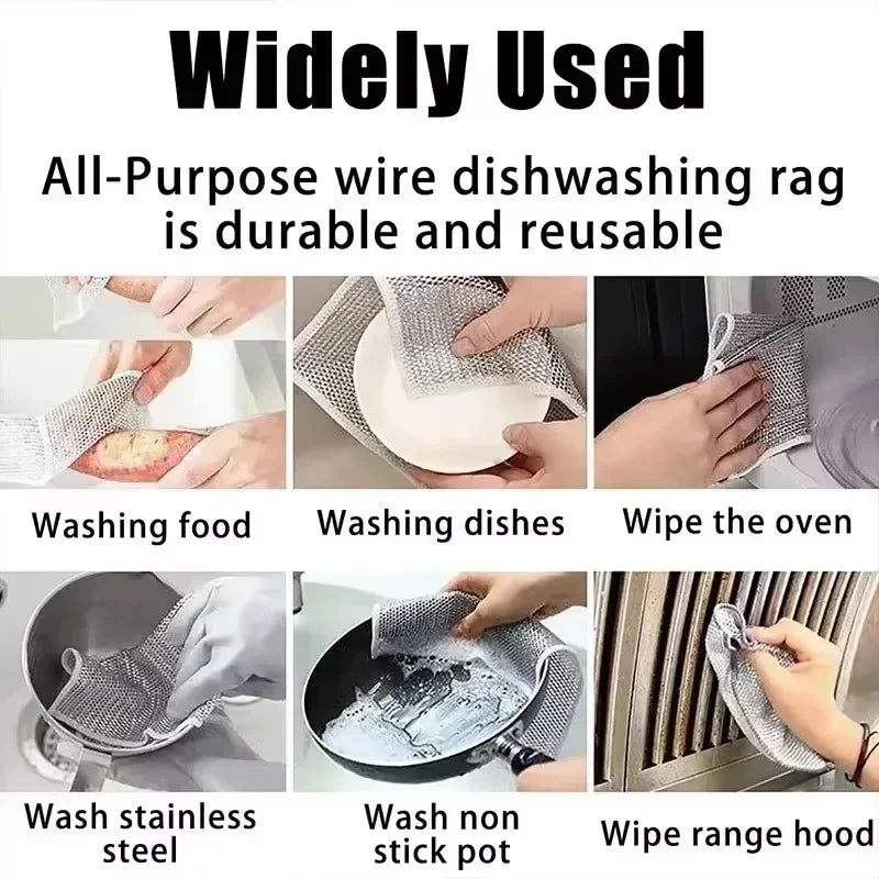 Dishcloth for Kitchen Magic Towel Kitchen Cloths Thickened Microfiber Wash Cloth Wire Dishwashing Rag Scouring Pad Cleaning Tool
