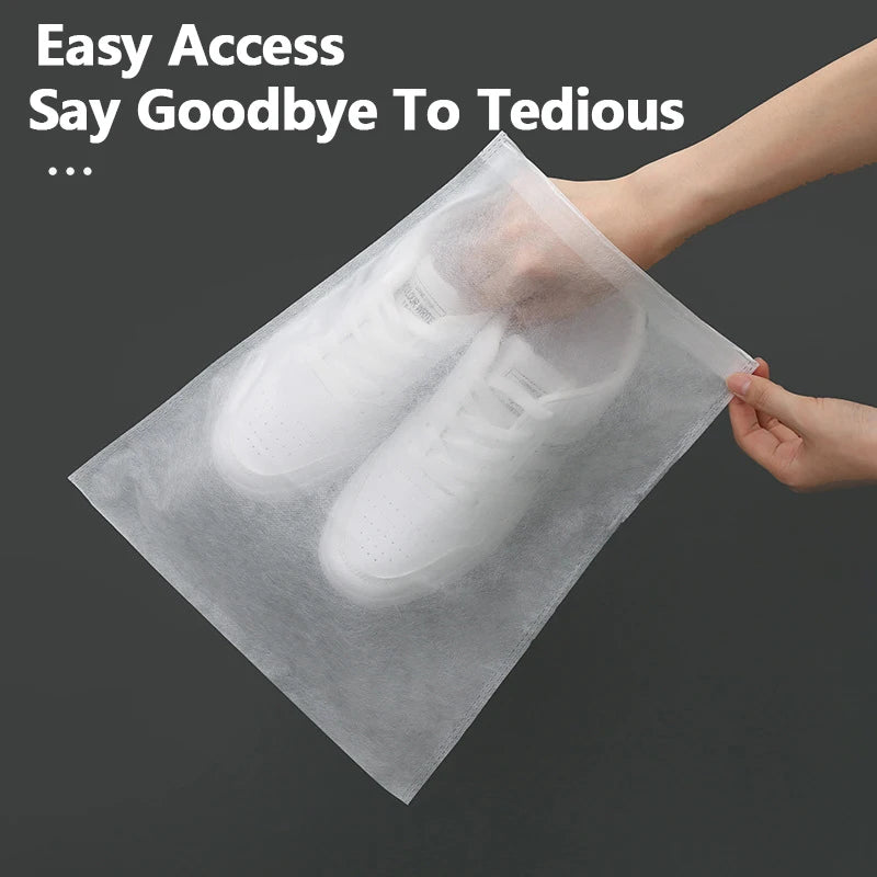 Portable Shoe Storage Drawstring Eco Storage Bag for Sundries Non-woven Bag Cover Anti-yellow White Shoe Dustproof Shoe Cover