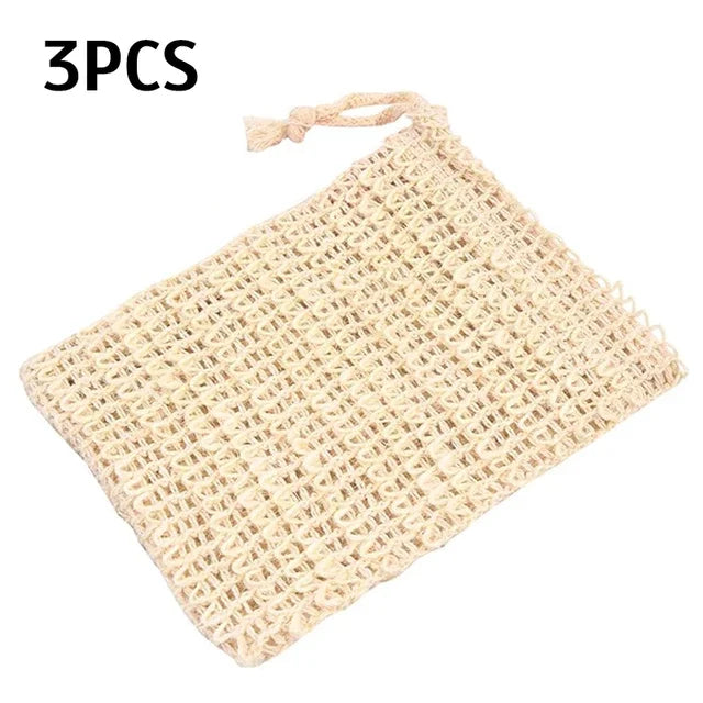 3/5Pcs Sisal Soap Saver Bag Exfoliating Mesh Pouch Eco Friendly Natural Zero Waste Foaming And Scrubbing Sisal Bag FOR Bathroom