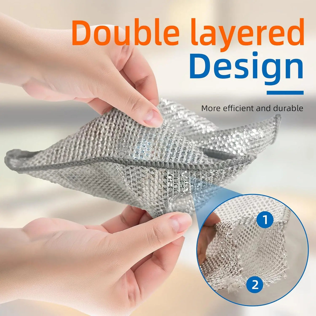 1/100pcs Magic Dishcloth Silver Wire Cleaning Kitchen Cloth Thickened Microfiber Wash Towel Built-in Sponge Steel Wire Ball Rag