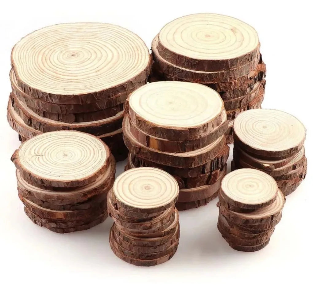 3-16CM/1-10pcsThick Natural Pine Round Unfinished Wood Slices Circles With Tree Bark Log Discs DIY Crafts Wedding Party Painting