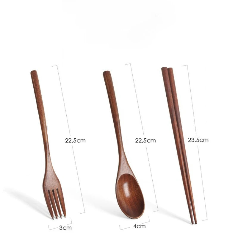 5 Pieces Wooden Spoon Soup Spoon and Fork Tableware Natural Ellipse Ladle Spoon Set Eco Friendly Products Spoons for Cooking