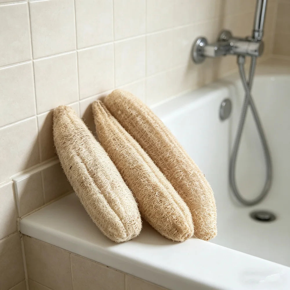 35-40cm Natural Loofah Sponge 100% Plant Fiber Fluffy After Washing Eco-Friendly for Bath Kitchen Cleaning Reusable Scrubber