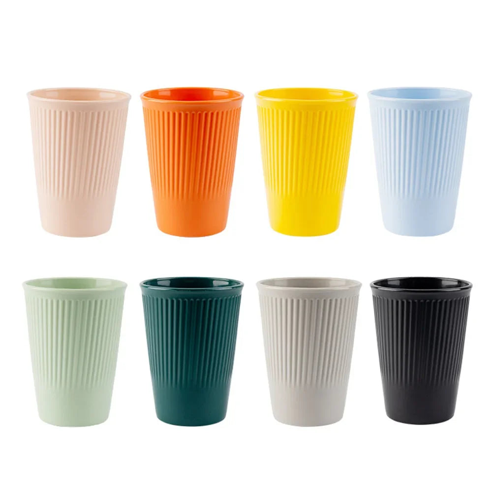6Pcs Green Washable Wheat Straw Cups Durable Reusable Cups for Water Milk Tea Coffee - Eco-Friendly BPA-Free Dishwasher Safe
