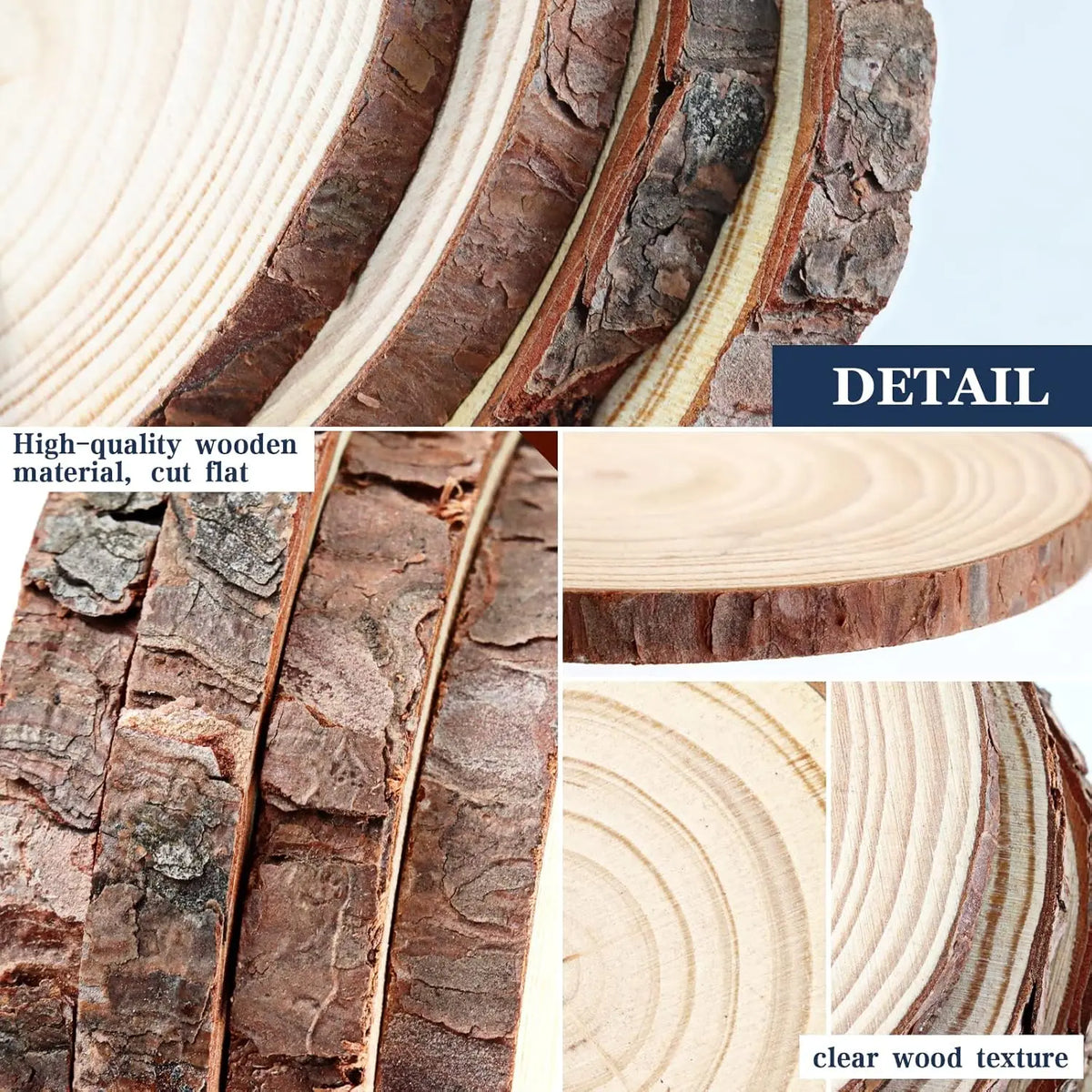 3-16CM/1-10pcsThick Natural Pine Round Unfinished Wood Slices Circles With Tree Bark Log Discs DIY Crafts Wedding Party Painting