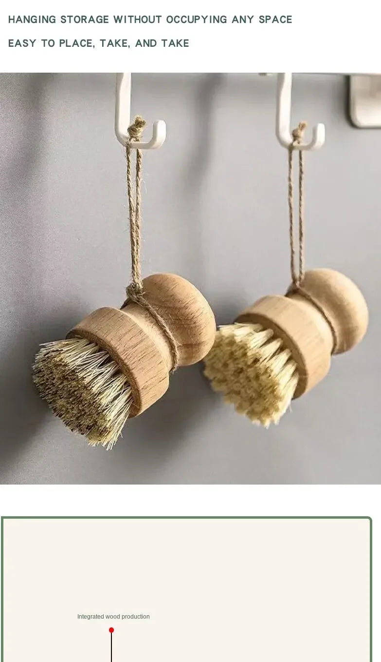 2pcs Dish Brush Kitchen Cleaning Brush Wooden Dish Brush with Natural Sisal and Coconut Durable Portable Eco Friendly Zero Waste