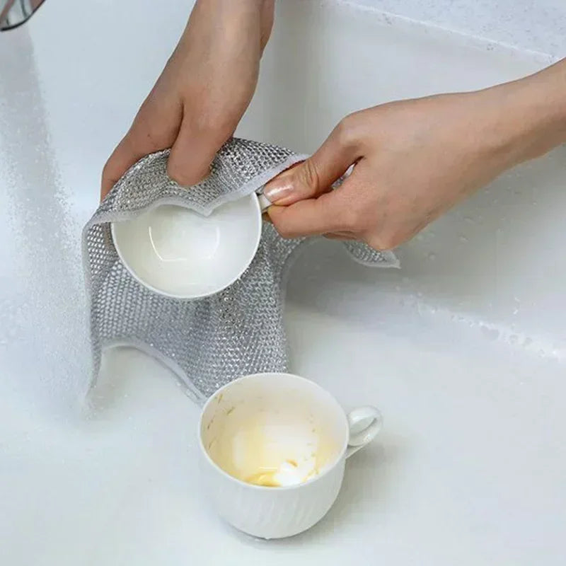 Dishcloth for Kitchen Magic Towel Kitchen Cloths Thickened Microfiber Wash Cloth Wire Dishwashing Rag Scouring Pad Cleaning Tool