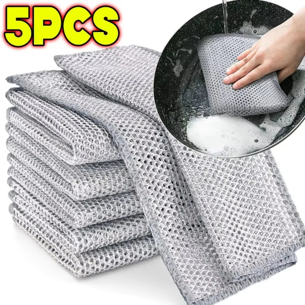 30PCS Magic Cleaning Cloth Thickened Double -sided Metal Steel Wire Rags Kitchen Dish Pot Washdishing Cloths Towel Clean Tools