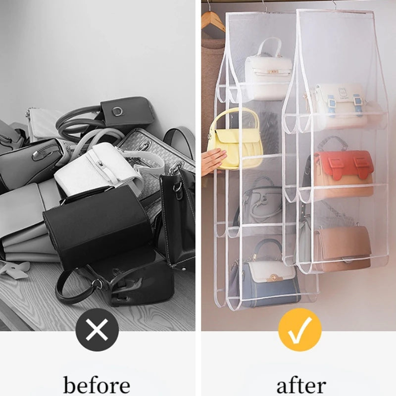 1/2Pcs Hanging Type Storage Bags for bag Organizer 3/4Layer Eco-Friendly Dust-proof Transparent bag organizer Storage Container