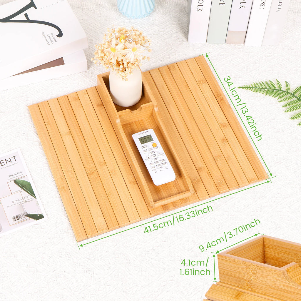 Couch Cup Holder Natural Anti-Slip Bamboo Sofa Armrest Tray Foldable Multifunctional Sofa Cup Holder for Cups Remote Control