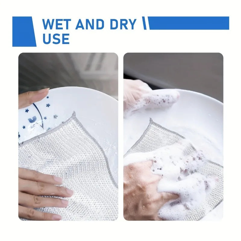 30PCS Magic Cleaning Cloth Thickened Double -sided Metal Steel Wire Rags Kitchen Dish Pot Washdishing Cloths Towel Clean Tools