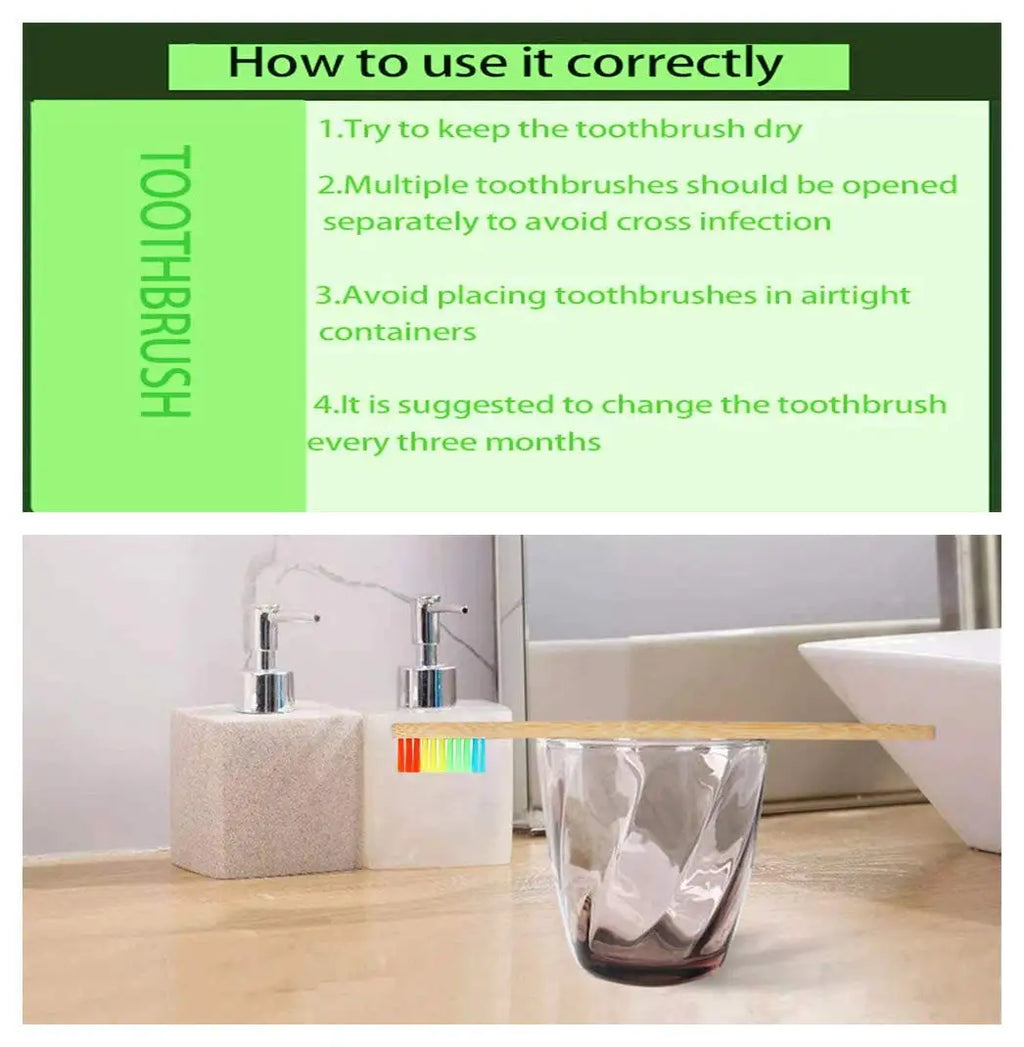 10Pcs Bamboo Toothbrush Eco Friendly Wooden Tooth Brush Soft Bristle Tip Charcoal Adults Oral Care Toothbrushes Hotel Travel