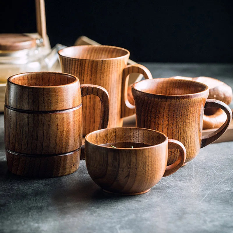 Wooden Cups Handmade Jujube Wood Handle Cups Handle Beer Coffee Milk Tea Mug Handmade Natural Kitchen Bar Drinkware Cup
