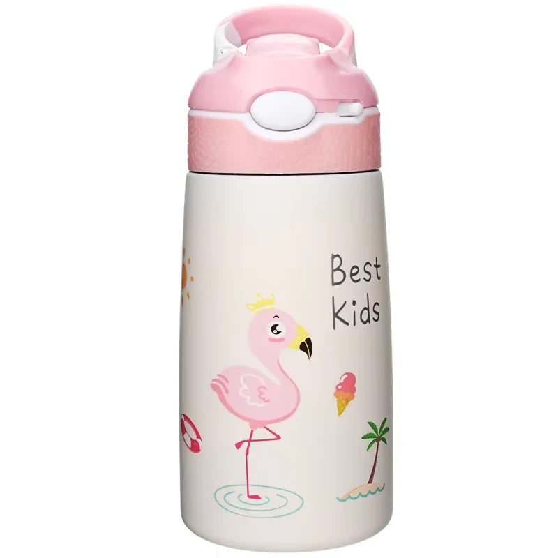 Kids Insulated 316 Stainless Steel Water Bottle with Straw, BPA-Free Sports Metal Water Bottle for Home, Office or Car, 14 OZ