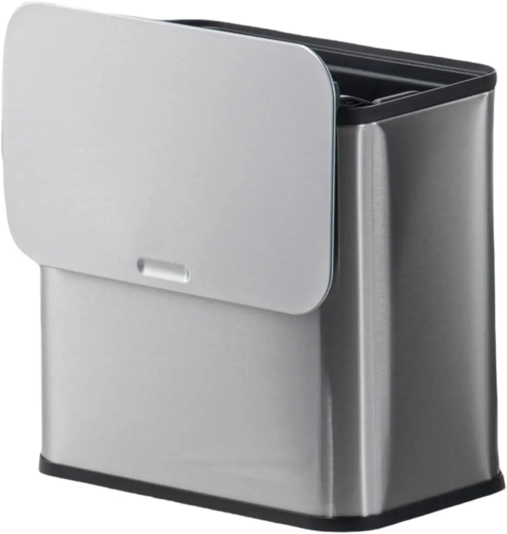 5L Space-Saving Quiet-Close Trash Can with Lid Stainless Steel  Eco-Friendly Sealed Bin For Kitchen & Office Hanging Trash Can