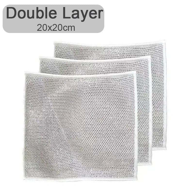 Dishcloth for Kitchen Magic Towel Kitchen Cloths Thickened Microfiber Wash Cloth Wire Dishwashing Rag Scouring Pad Cleaning Tool